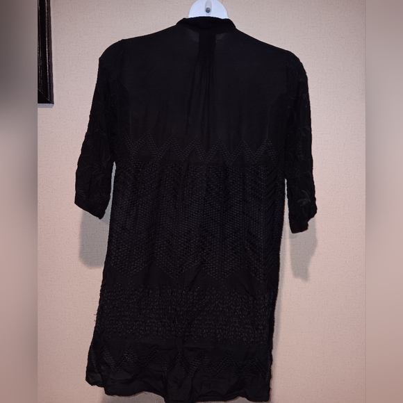 Johnny Was Black Lace Button-Up Mini Dress Size L - Picture 7 of 7